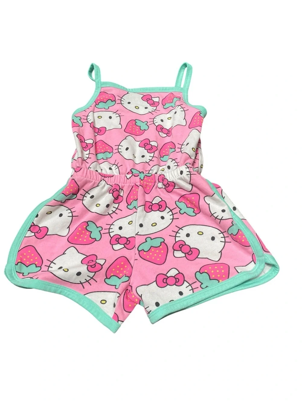 Hello Kitty Pink and Mint Sleeveless Girls' Romper